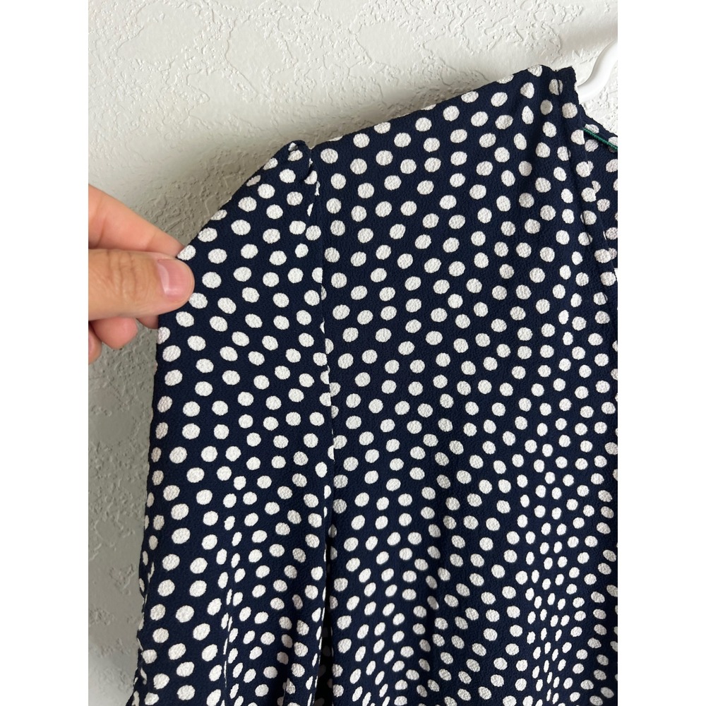 Boden Navy Polka Dot V-Neck‎ Blouse Size 12 Short Sleeve Business Casual - Picture 3 of 11